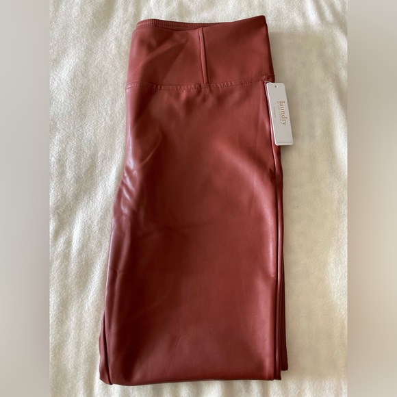 LAUNDRY by Shelli Segal Faux Leather High Waist Leggings in HENNA size XL NWT - Picture 4 of 11